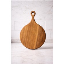 WoodBay Ceviz Ağacı Yuvarlak Saplı Kesme Sunum Tahtası-El Yapımı Tek Parça 25X40