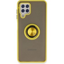 Veloro  Galaxy A22 Kılıf Montreal Yüzüklü  Kapak - Sarı
