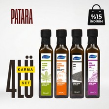 Egenatura Patara : Kenevir +Kabak Çek.+ Chia +Üzüm Çek. Yağı 4 x 250 ml Cam Şişe Soğuk Sıkım