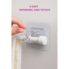 PremiumPort Şeffaf Yapışkanlı Asma Çubuğu Klipsi ve Boru Tutucu Seti