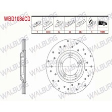 Otoco Hyundaı H100 2.5 D 1993-2004 Fren Diski Ön Havalı Kaplamalı Performans Delikli  58129-44010