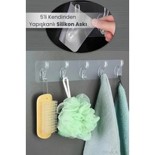 PremiumPort 5'li Şeffaf Kendinden Yapışkanlı Silikon Askı Seti