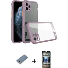 DS LLC Ieg™ iPhone 11 Pro Max Kılıf Nova Asil Özel Seri - Siyah 34D Hayalet Izgaralı Cam + Gold Metal