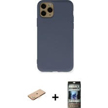 DS LLC Ieg™ iPhone 11 Pro Kılıf Ahenk Serisi - Siyah 34D Hayalet Izgaralı Cam + Turuncu Renkli Kamera
