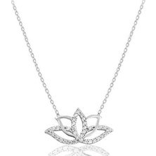 Brezza Lusso Jewelry 925 Ayar Gümüş Lotus Işıltısı Gümüş Kolye