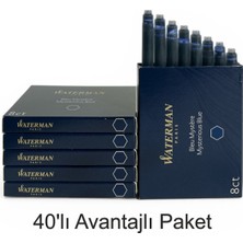 Waterman Dolma Kalem Kartuşu Mürekkebi Mavi - Siyah 40 Lı Paket