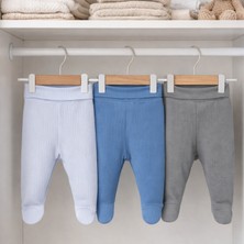 Angeltouch %100 Pamuklu Bebek Çocuk Pantolon Patikli Raporlu 3'lü Set Kız Erkek Unisex Bebek
