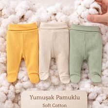 Angeltouch %100 Pamuklu Bebek Çocuk Pantolon Patikli Raporlu 3'lü Set Kız Erkek Unisex Bebek