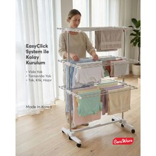 Ceraware Home Lite Premium 3 Katlı Çamaşırlık Made in Korea Tekerlekli Çamaşır Kurutmalık  Eco Gri