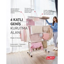 Ceraware Home S4 Premium 4 Katlı Çamaşırlık Made in Korea Tam Katlanır Tekerlekli Çamaşır Kurutmalık