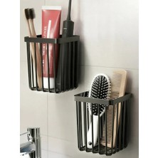 YNSK 2'li Set Yapışkanlı Banyo Saç Fırçası Tarak Düzenleyici Diş Fırçalık Çok Amaçlı Mutfak Duvar Rafı