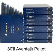 Waterman Dolma Kalem Kartuşu Mürekkebi Siyah 80’li Paket (S0110850)