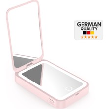 Woyax Led Işıklı Makyaj Aynalı Powerbank 3000MAH Taşınabilir Şarj Cihazı Pembe iPhone Samsung Xiaomi