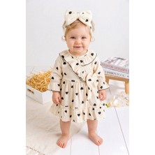 Babymod Kalp Desenli 100% Pamuk Bandanalı Kız Bebek Elbise