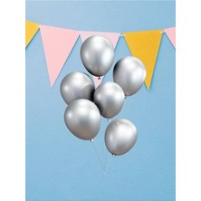 Gümüş Krom Renk Metalik Parti Balonu ( 10 Adet )