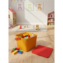 PremiumPort Renkli Kare Tırtıklı Plastik Temizlik ve Saksı Kovası, Saplı, Taşınabilir