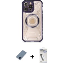 DS LLC Ieg™ iPhone 12 Pro Kılıf Kutup Modern - Şeffaf Uv Polymer Nano Ekran Koruyucu + Mavi Metal Kame