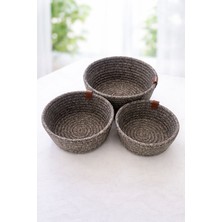 Nays Home 3'lü El Dokuma Jüt Ip Sepet Seti, Çok Amaçlı Banyo ve Mutfak Organizerleri