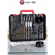 HAS - TEC 100 Parça Kapsamlı Matkap ve Uç Seti | Ahşap, Metal, Beton Uçları, Panç ve Tornavida Uç Seti