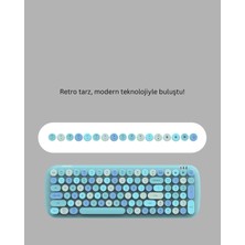 Kablosuz Retro Klavye ve Mouse Seti – 104 Tuşlu Sevimli Tasarım