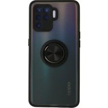 Zemira Home Newface Oppo Reno 5 Lite Kılıf Montreal Yüzüklü Silikon Kapak - Siyah