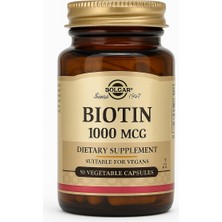 Solgar 50 Kapsül Biotin 1000 Mcg Amerika Menşeli Saç ve Tırnak Sağlığını Destekleyen Vegan Takviye