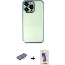 DS LLC Ieg™ iPhone 13 Pro Max Kılıf Vadi Minimal - Siyah Joko 5d Cam + Turuncu Renkli Kamera Lens Korum