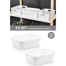PremiumPort 2'li Delikli Dekoratif Piramit Saklama Kutusu, Çok Amaçlı Organizer, 2,8 Lt