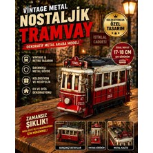 Nostaljik Kırmızı Tramvay Metal Dekoratif Biblo – Vintage Ev Ofis Dekoru