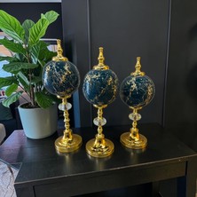 Sleep Nova Noir Gold Marble Siyah Mermer Desenli Küre Obje Seti, 3'lü