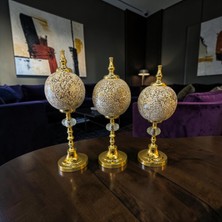 Sleep Nova Ivory Gold Mosaic Krem Desenli Küre Dekoratif Obje Seti, 3'lü