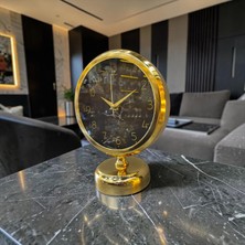 Sleep Nova Gold Marble Masa Saati – Altın Çerçeveli Siyah Mermer Desenli Modern Lüks Dekoratif Saat