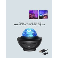 Yıldız & Okyanus Dalga Projektörü – Bluetooth / USB Hoparlörlü