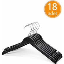 PremiumPort Şık 18'li Siyah Plastik Elbise Askısı Seti, Dayanıklı ve Kullanışlı