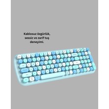 Retro Daktilo Stilli Kablosuz Klavye Mouse Seti – Sessiz ve Şık