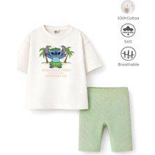 Belya Kids Wear Kız Çocuk Tam Kalıp Üst Oversize Altı Taytlı Sevimli Karakter TASARIM61 Alt Üst Takım