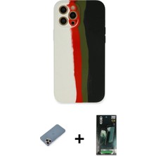 DS LLC Ieg™ iPhone 12 Pro Kılıf Yadigar Çizgi - Siyah 360 Mat Full Body Arka Koruyucu + Mor Metal Kame