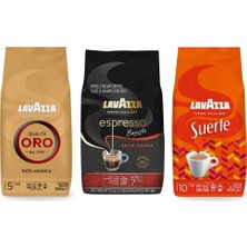 Lavazza Qualita Oro, Espresso Barista Gran Crema, Suerte Çekirdek Kahve 1 kg | 3'lü Paket
