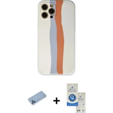 DS LLC Ieg™ iPhone 12 Pro Max Kılıf Yadigar Çizgi - Şeffaf Royal Nano Ekran Koruyucu + Mavi Shine Kam