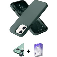 DS LLC Ieg™ iPhone 12 Kılıf Ahenk Serisi - Siyah Bilvis 5in1 3D Magic Cam Ekran Koruyucu + Yeşil Raze