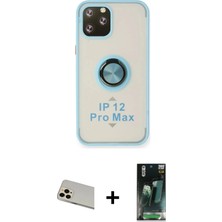 DS LLC Ieg™ iPhone 12 Pro Kılıf Yörünge Çizgi - Siyah 360 Mat Full Body Arka Koruyucu + Gold Rainbow