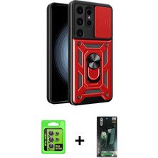 DS LLC Ieg™ Galaxy S24 Ultra Kılıf Ahenk Klasik - Siyah 360 Mat Full Body Arka Koruyucu + Mor Raze Meta