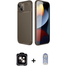 DS LLC Ieg™ iPhone 14 Kılıf Eksen Form Prime - Siyah Joko Magic 5d Cam + Turuncu Pvd Metal Kamera Lens