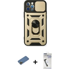 DS LLC Ieg™ iPhone 12 Pro Kılıf Ahenk Klasik - Şeffaf Uv Polymer Nano Ekran Koruyucu + Gold Shine Kame