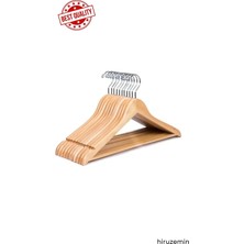 PremiumPort 10 Adet Yüksek Kalite Ahşap Elbise Askısı, Dolap Düzenleyici Set