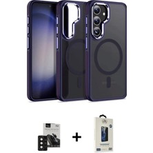 DS LLC Ieg™ Galaxy S24 Kılıf Yörünge Klasik - Siyah Bilvis Hayalet Cam Ekran Koruyucu + Siyah Pvd Met