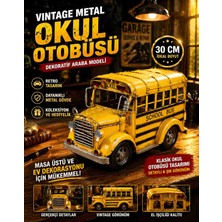 Dekoratif Metal Okul Otobüsü - Nostaljik El Yapımı Vintage School Bus - Biblo