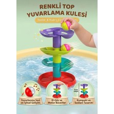 Farbu Oyuncak Renkli Top Yuvarlama Seti: 2 Adet Toplu 4 Katlı Eğitici Eğlenceli Oyuncak Kule