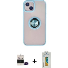 DS LLC Ieg™ iPhone 15 Kılıf Yörünge Çizgi - Siyah Polymer Nano Ekran Koruyucu + Pembe Bilvis Titan K