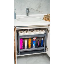 PremiumPort Iki Katlı Lavabo Altı Düzenleyici Raf, Gri-Antrasit, Eşyalarınıza Şıklık Katın